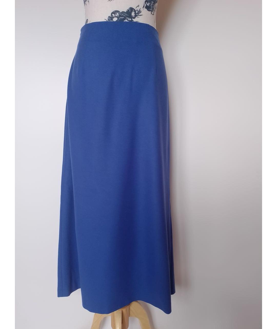 ALBERTA FERRETTI Синяя шерстяная юбка миди, фото 4