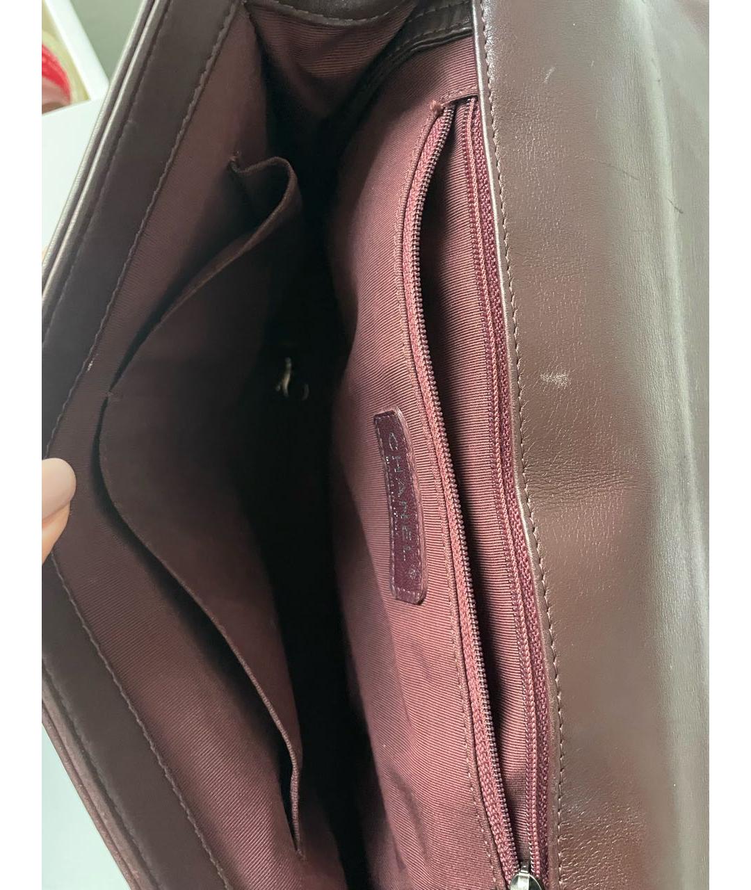 CHANEL PRE-OWNED Бордовая кожаная сумка через плечо, фото 4