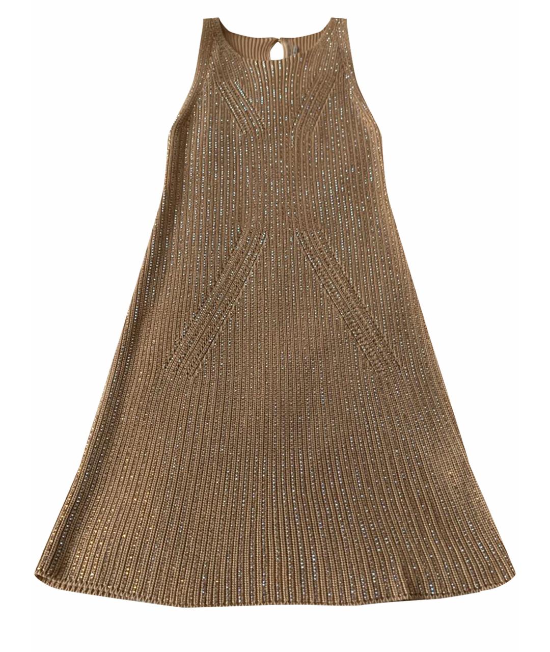 ERMANNO SCERVINO Золотое хлопковое коктейльное платье, фото 1