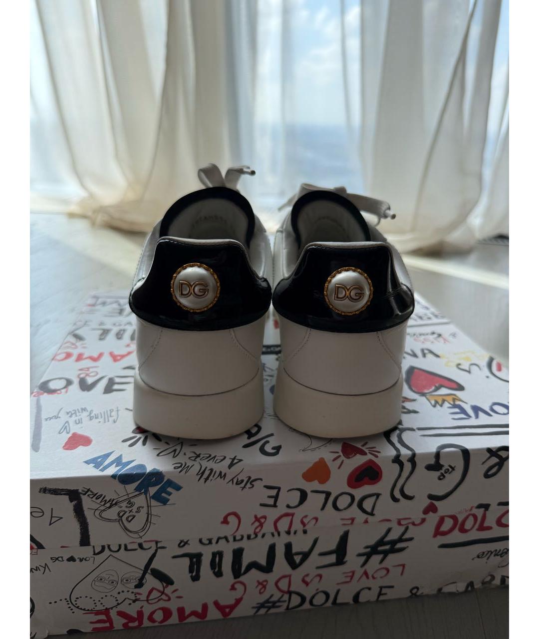 DOLCE&GABBANA Белые кожаные кеды, фото 4