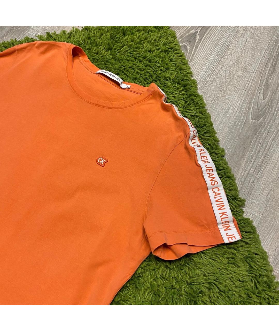 CALVIN KLEIN JEANS Оранжевая хлопковая футболка, фото 2