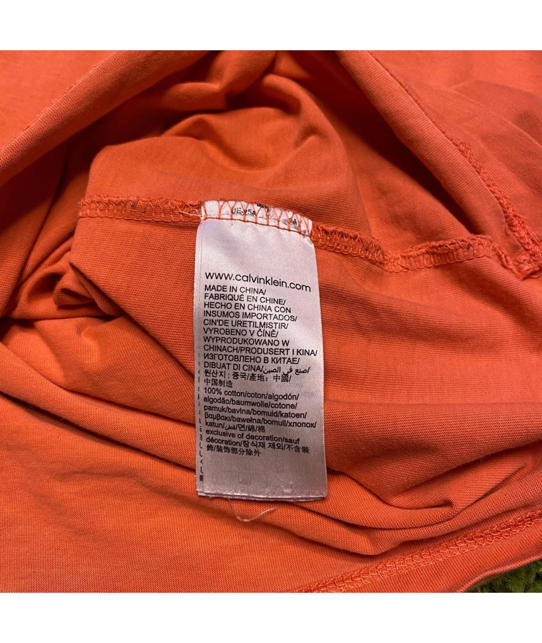 CALVIN KLEIN JEANS Оранжевая хлопковая футболка, фото 4