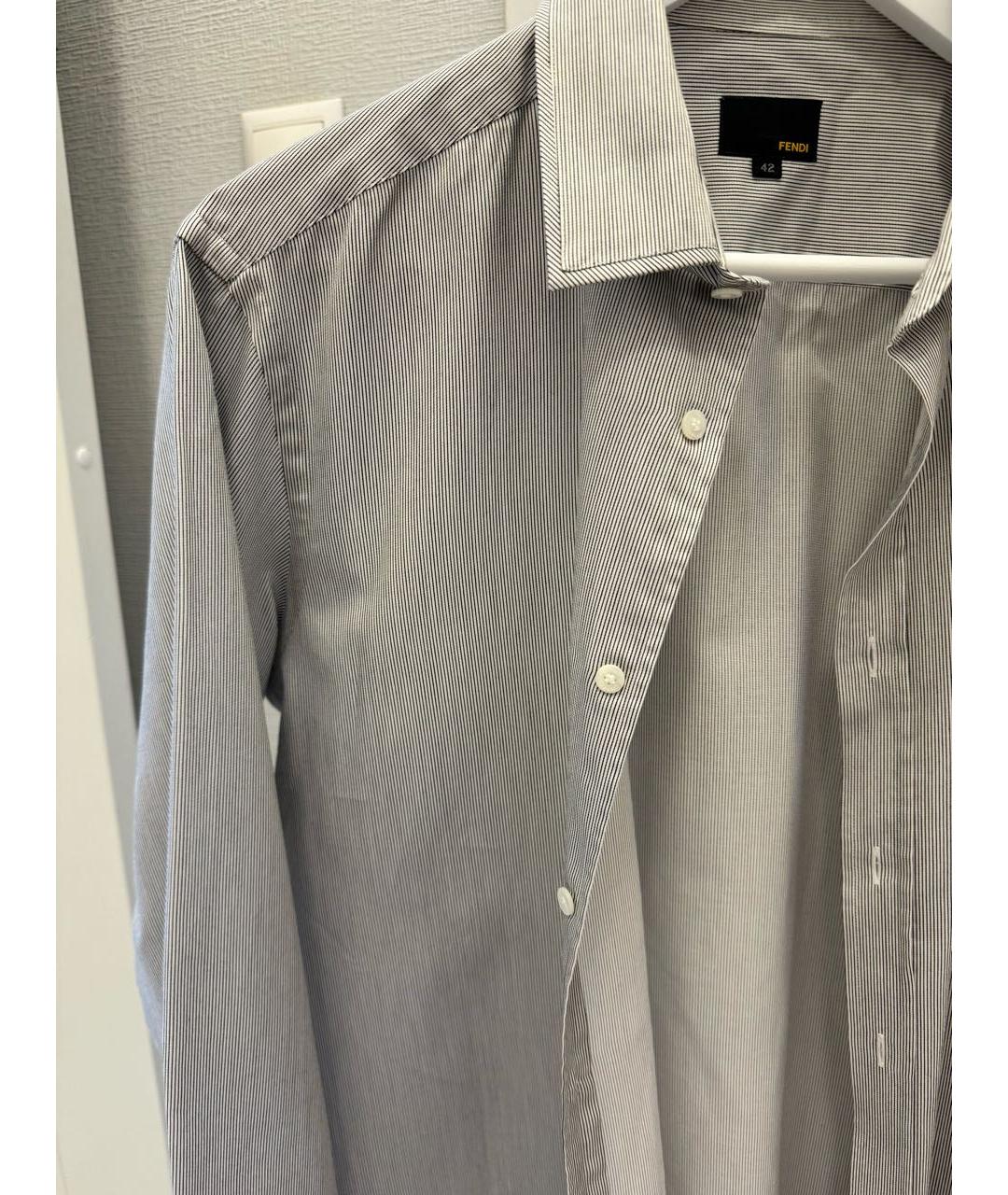 FENDI Антрацитовая хлопко-лиоцелловая классическая рубашка, фото 3