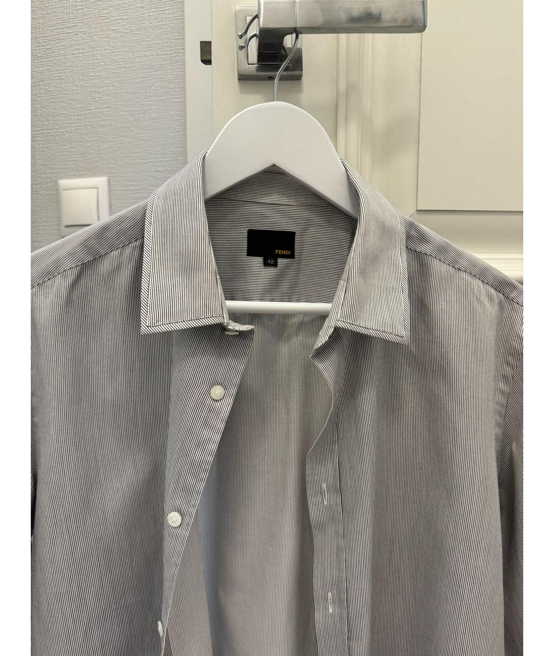 FENDI Антрацитовая хлопко-лиоцелловая классическая рубашка, фото 2