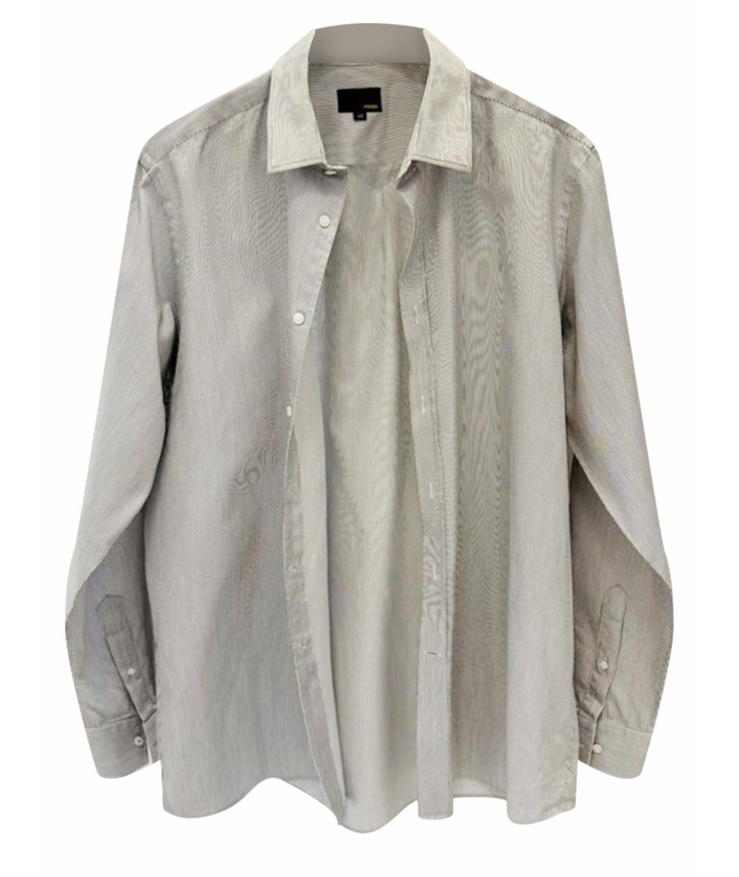 FENDI Антрацитовая хлопко-лиоцелловая классическая рубашка, фото 1