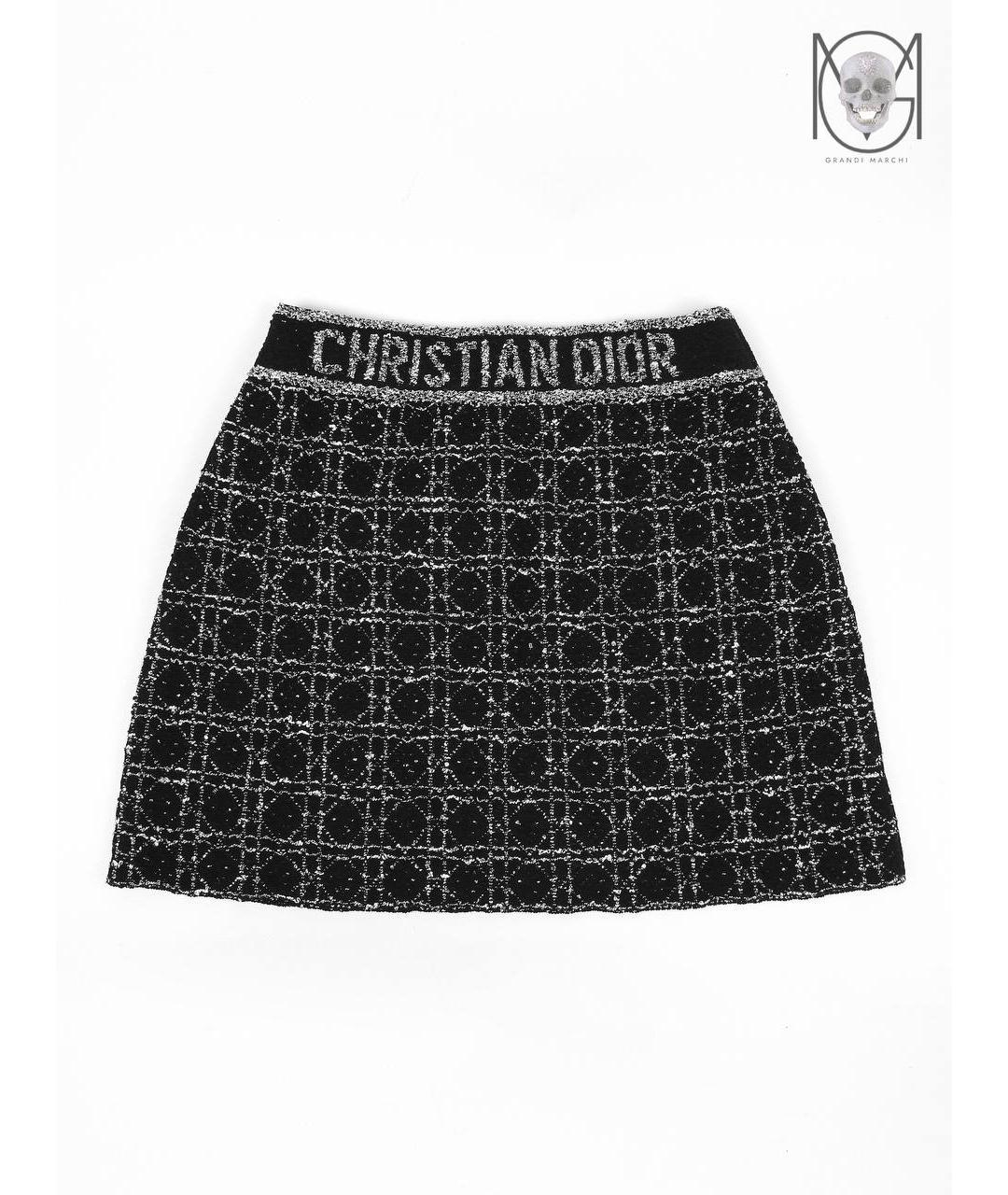 CHRISTIAN DIOR PRE-OWNED Черная твидовая юбка мини, фото 2