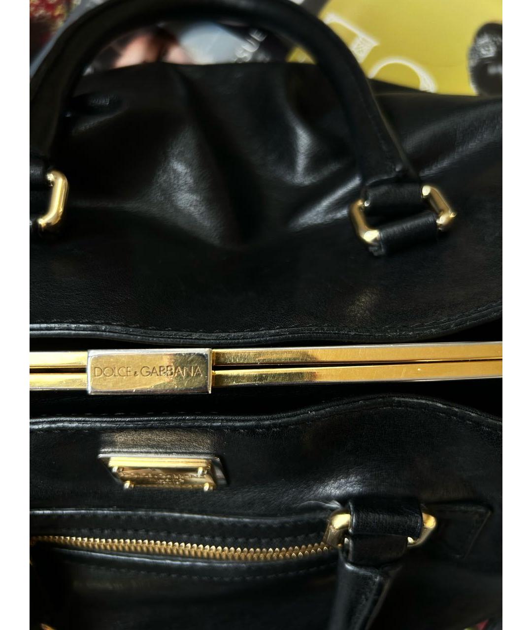 DOLCE&GABBANA Черная кожаная сумка с короткими ручками, фото 7