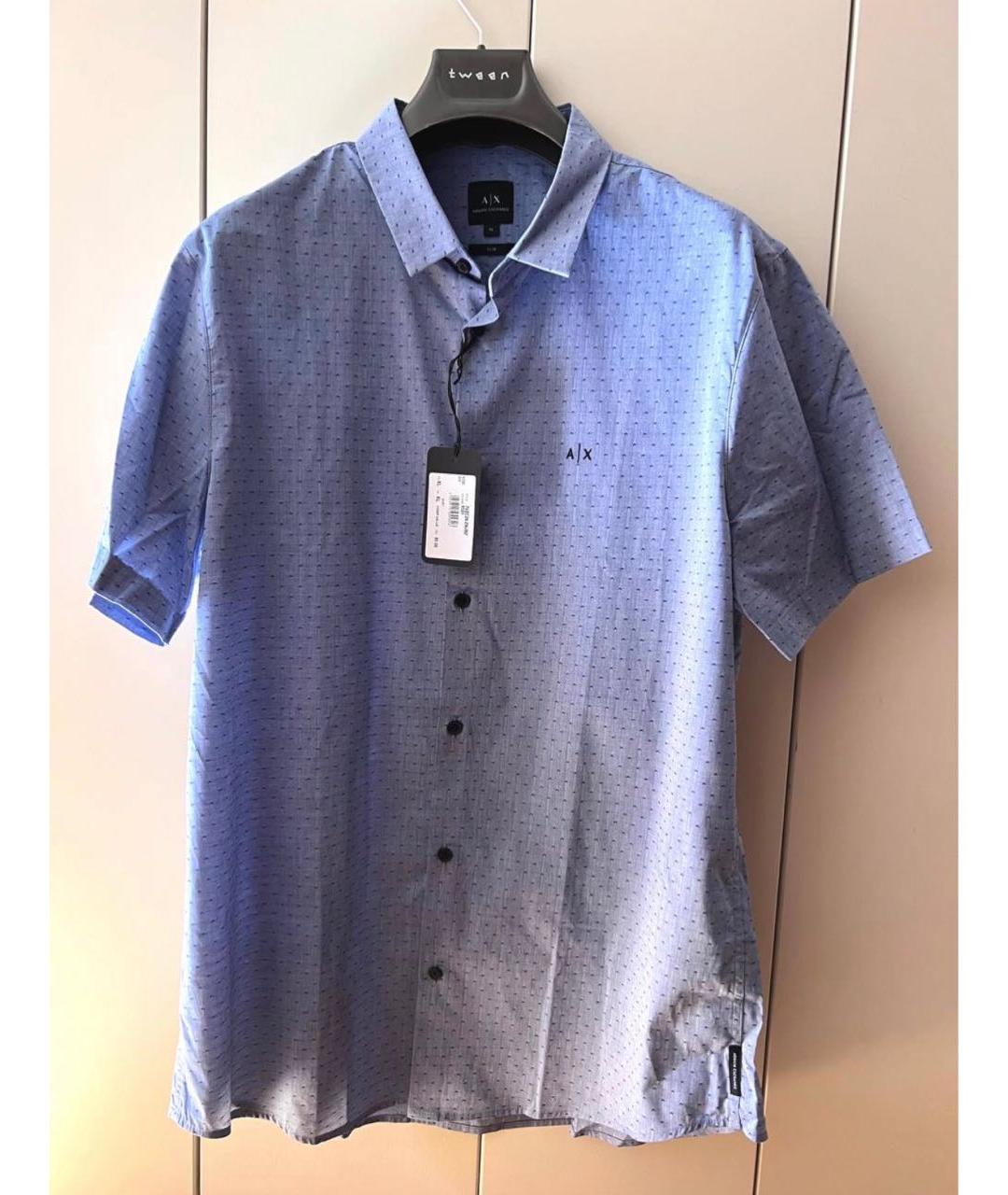ARMANI EXCHANGE Синяя хлопковая кэжуал рубашка, фото 2