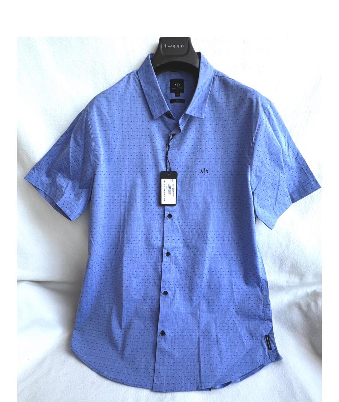 ARMANI EXCHANGE Синяя хлопковая кэжуал рубашка, фото 7