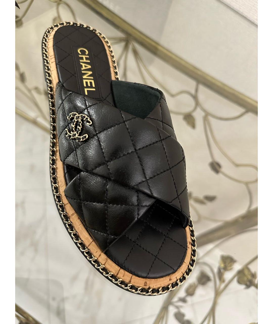 CHANEL PRE-OWNED Черные кожаные сандалии, фото 2