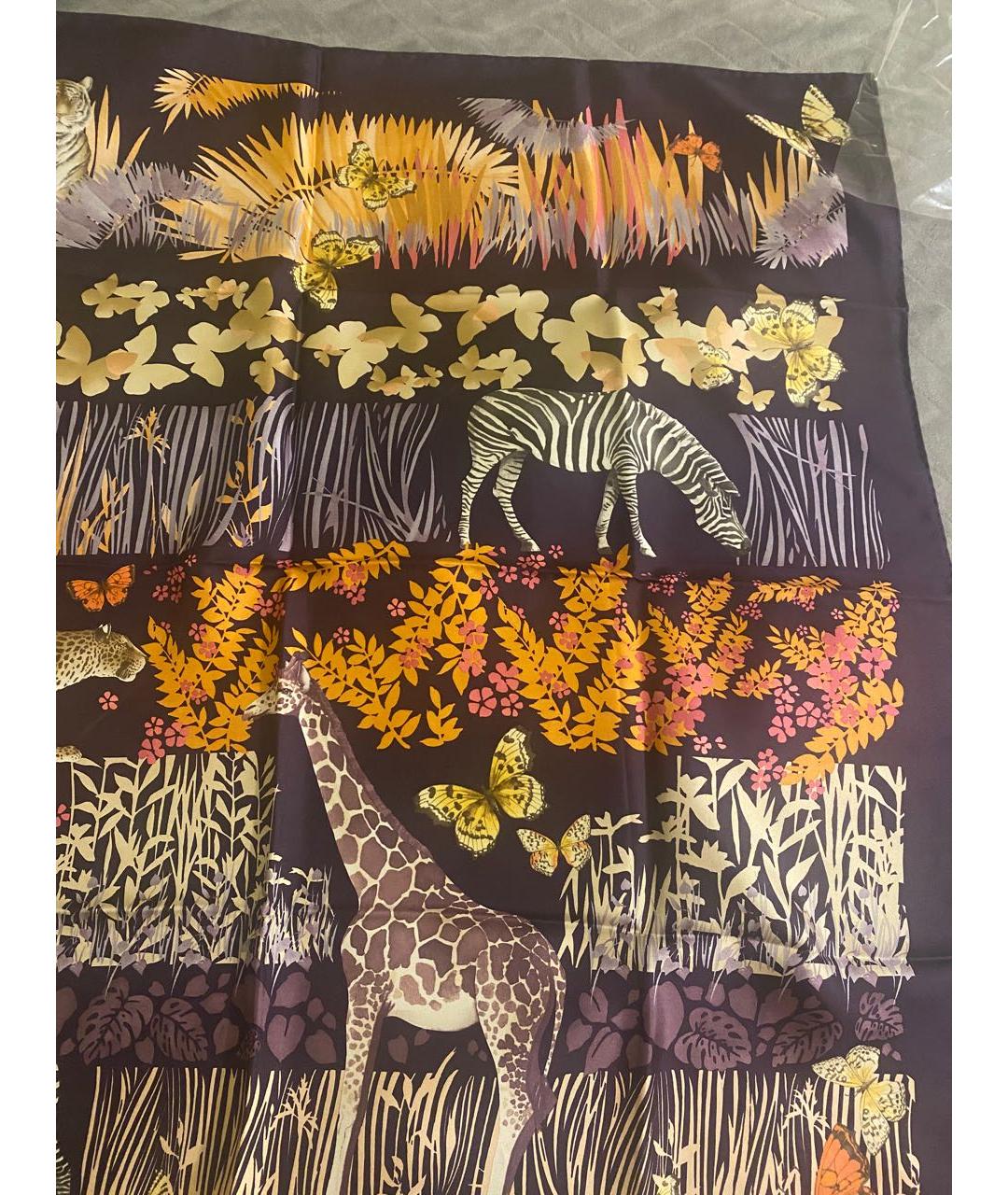 SALVATORE FERRAGAMO Фиолетовый шелковый платок, фото 7