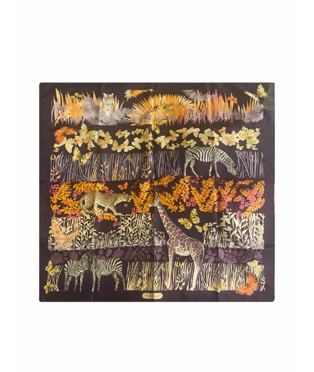 SALVATORE FERRAGAMO Фиолетовый шелковый платок, фото 1