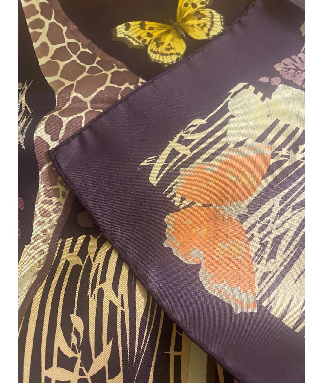 SALVATORE FERRAGAMO Фиолетовый шелковый платок, фото 6