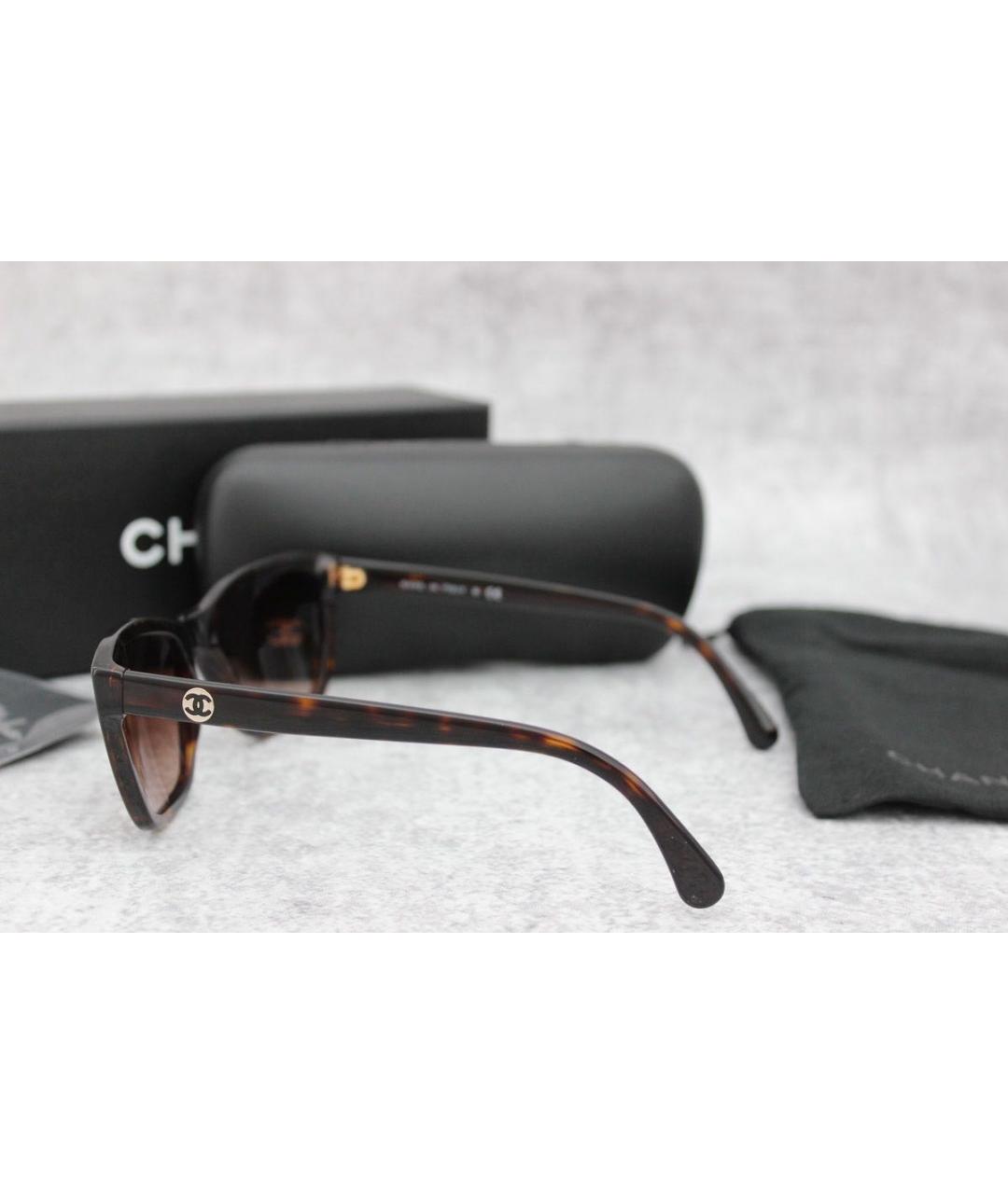 CHANEL PRE-OWNED Коричневые солнцезащитные очки, фото 4