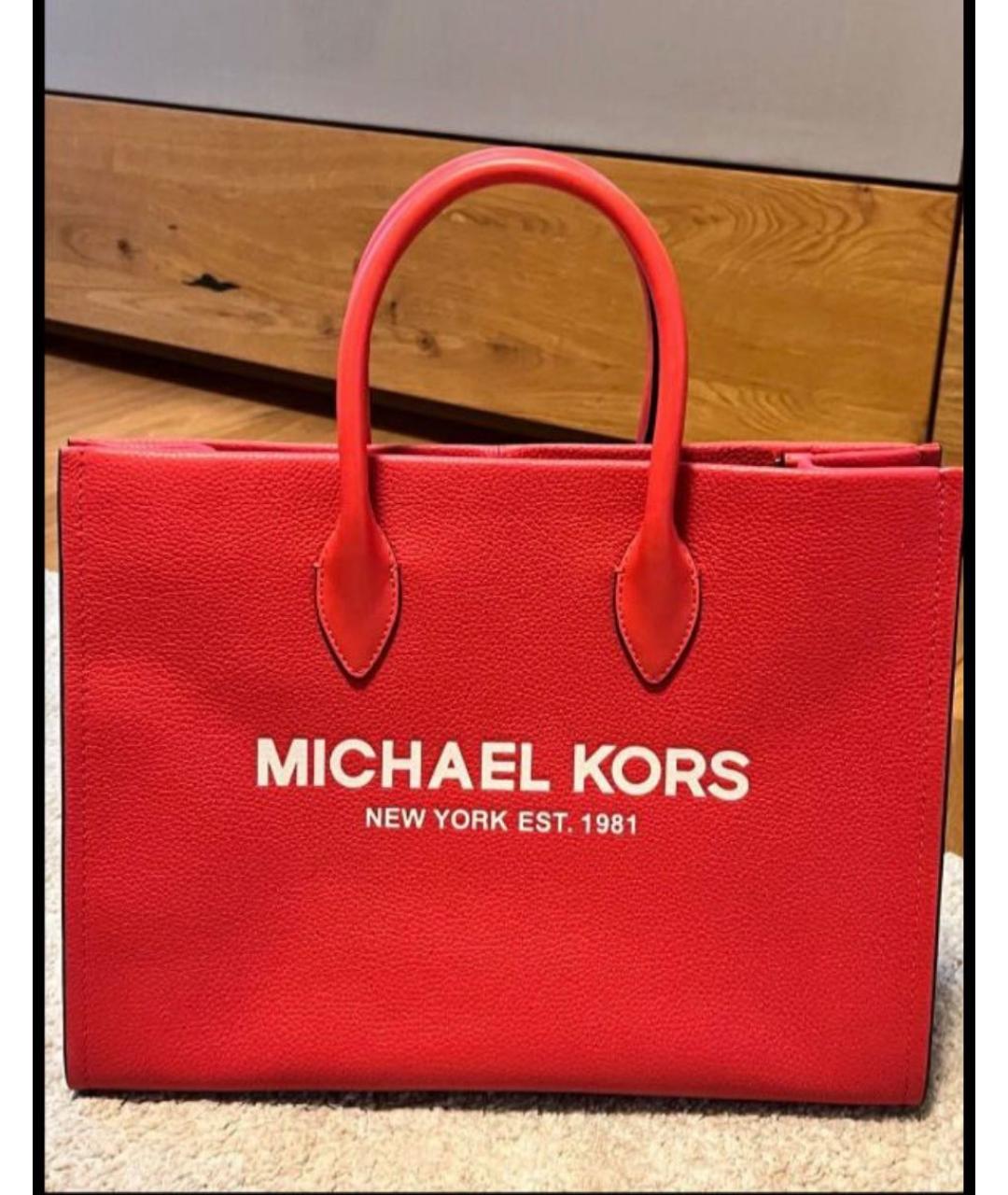MICHAEL KORS Красная сумка тоут из искусственной кожи, фото 5