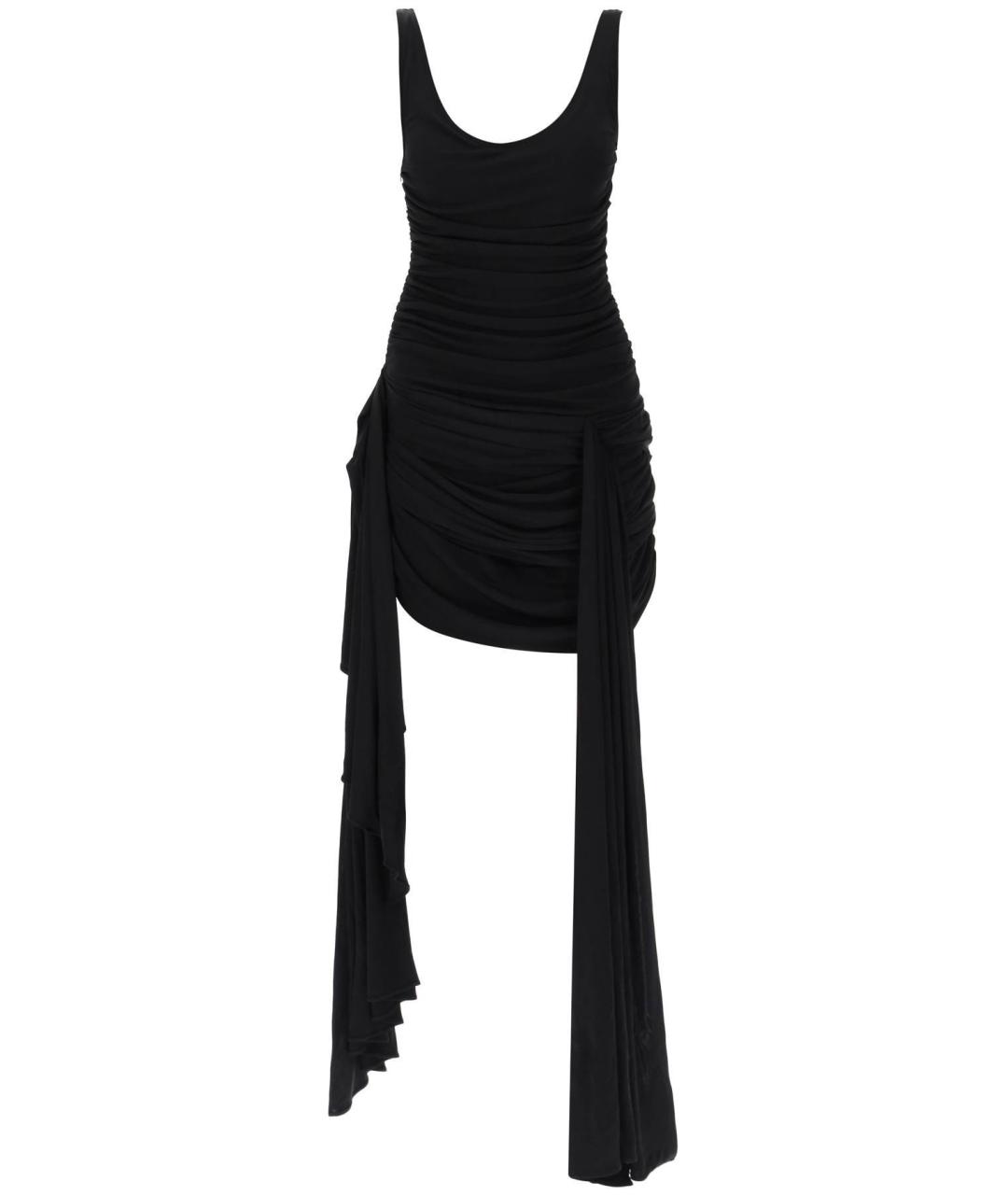 MUGLER Черное вискозное коктейльное платье, фото 1