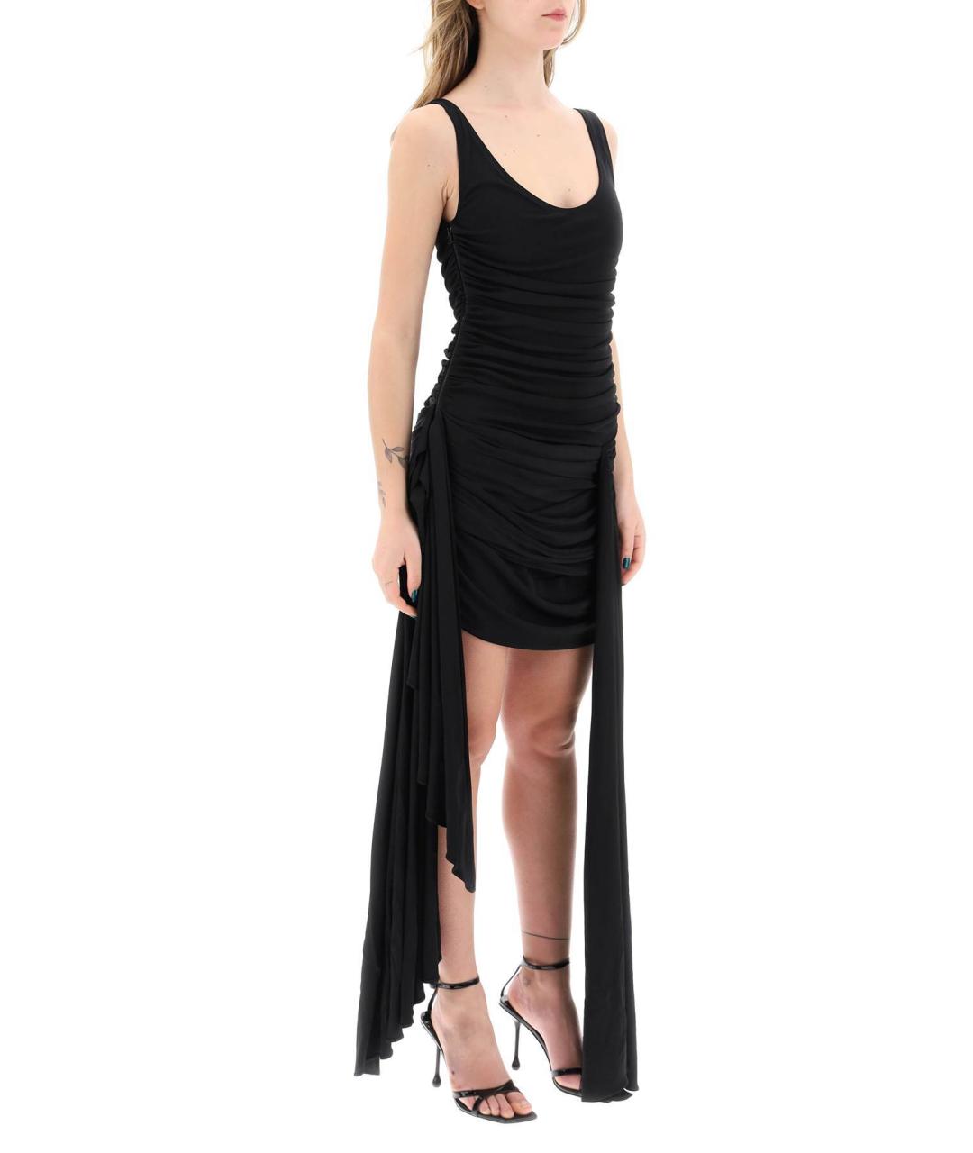 MUGLER Черное вискозное коктейльное платье, фото 4
