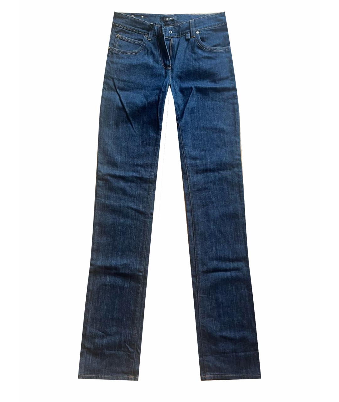 VERSACE Темно-синие хлопковые прямые джинсы, фото 8