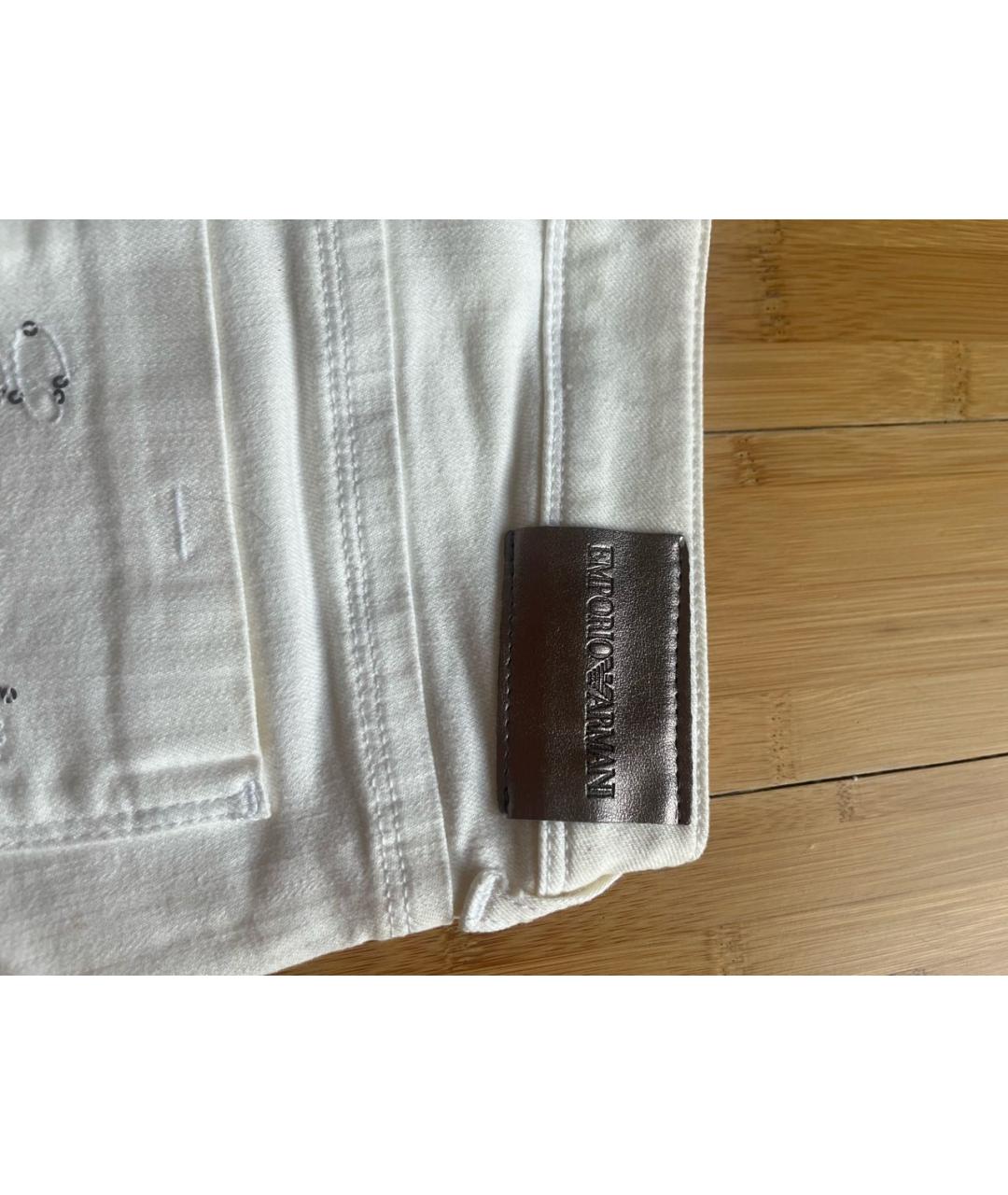 EMPORIO ARMANI Белые хлопковые прямые джинсы, фото 6