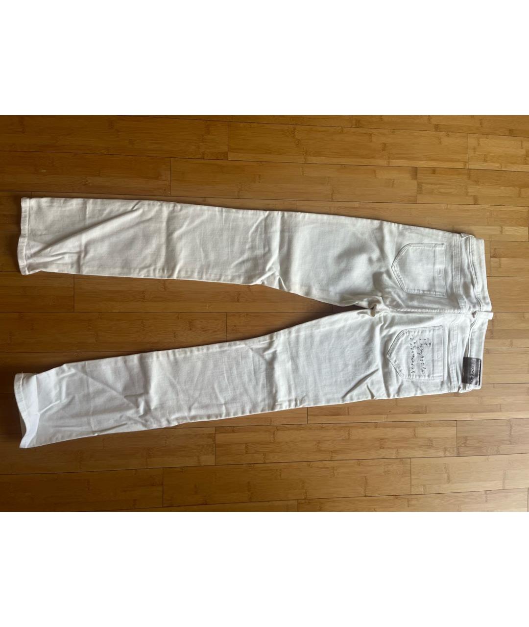 EMPORIO ARMANI Белые хлопковые прямые джинсы, фото 2