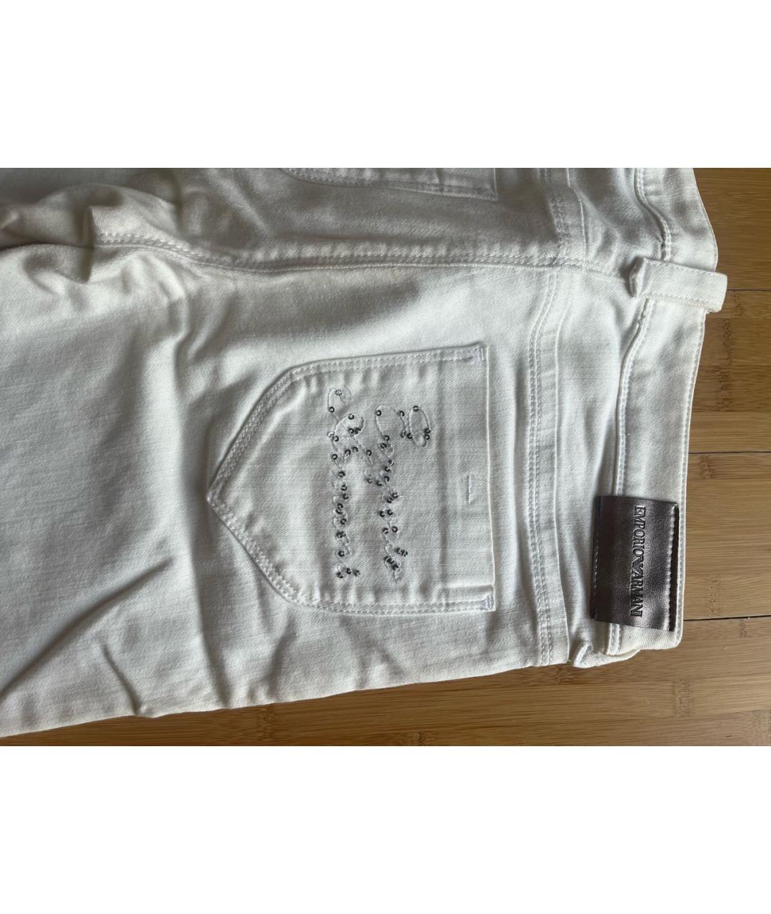 EMPORIO ARMANI Белые хлопковые прямые джинсы, фото 5