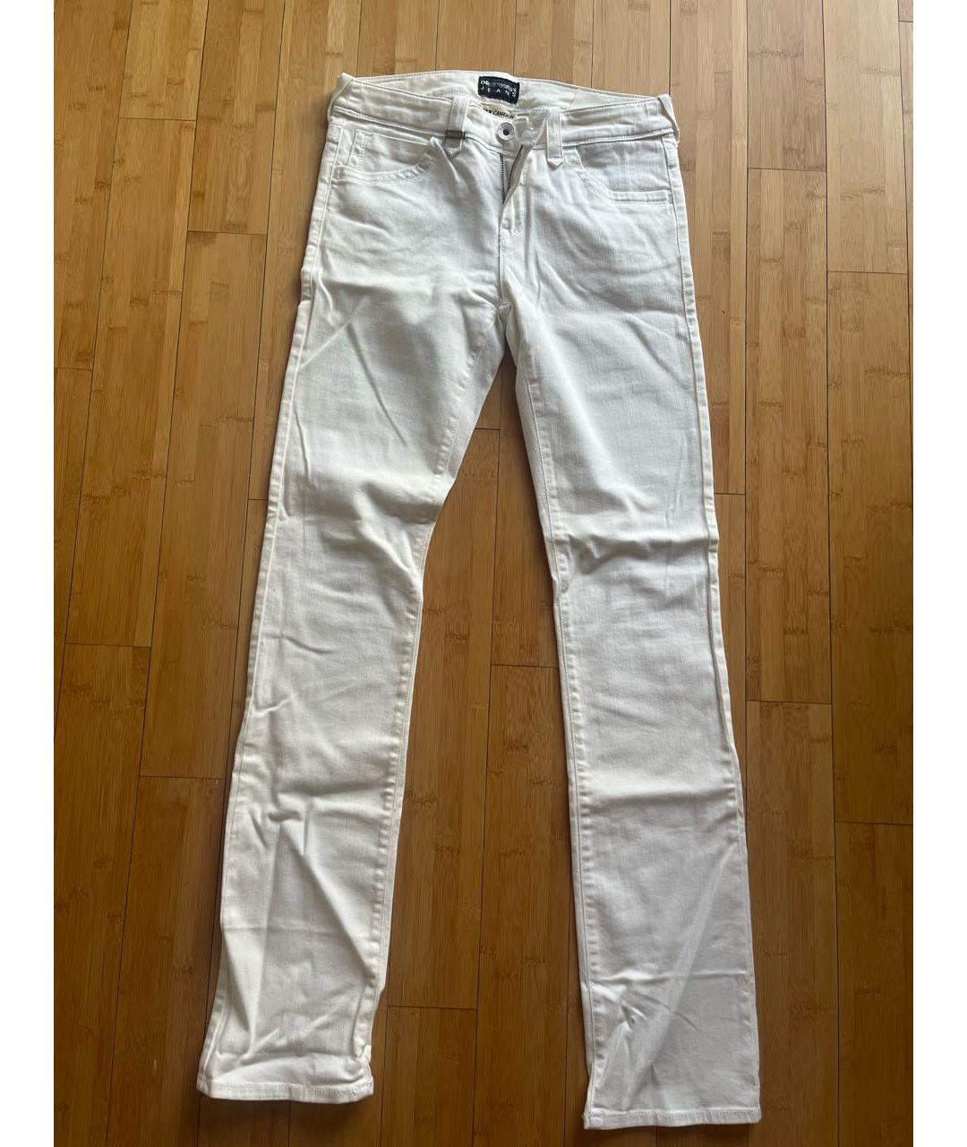 EMPORIO ARMANI Белые хлопковые прямые джинсы, фото 7