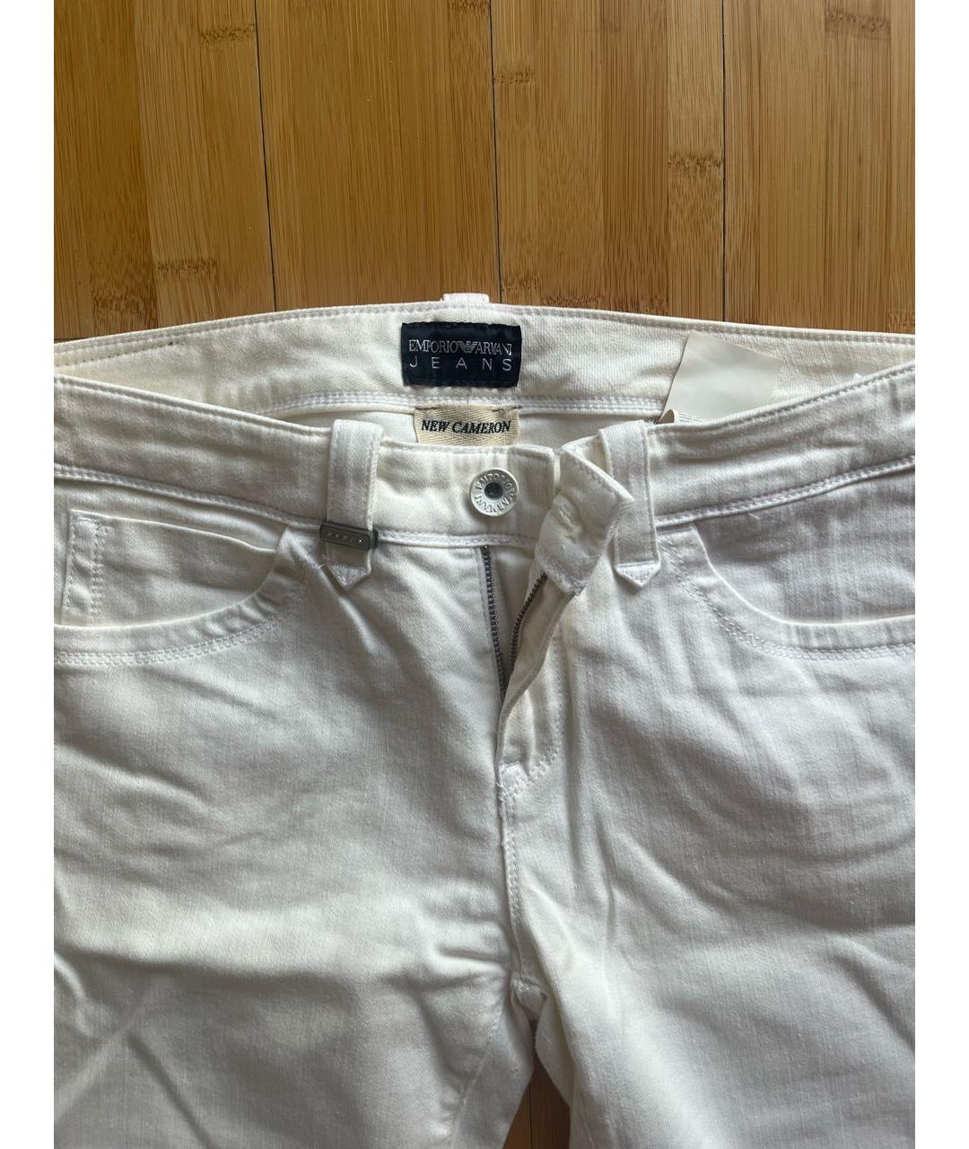 EMPORIO ARMANI Белые хлопковые прямые джинсы, фото 3