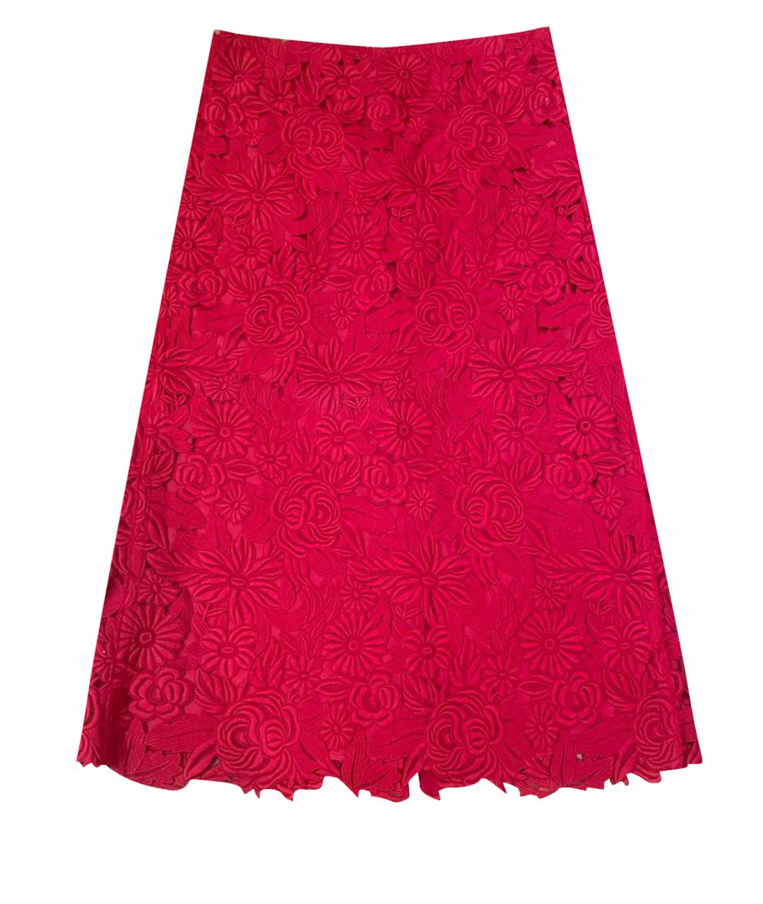 VALENTINO Красная хлопковая юбка миди, фото 1