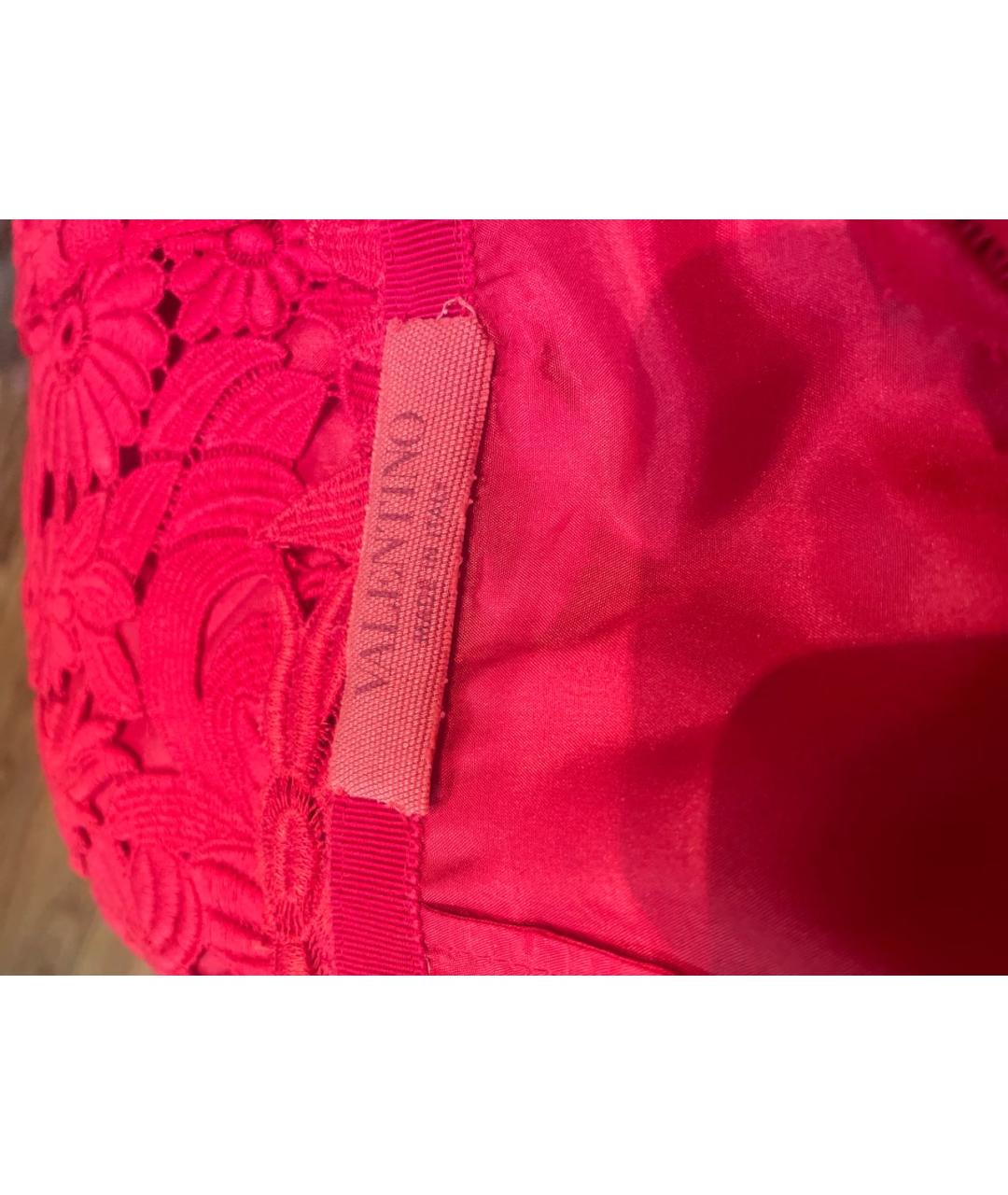 VALENTINO Красная хлопковая юбка миди, фото 4