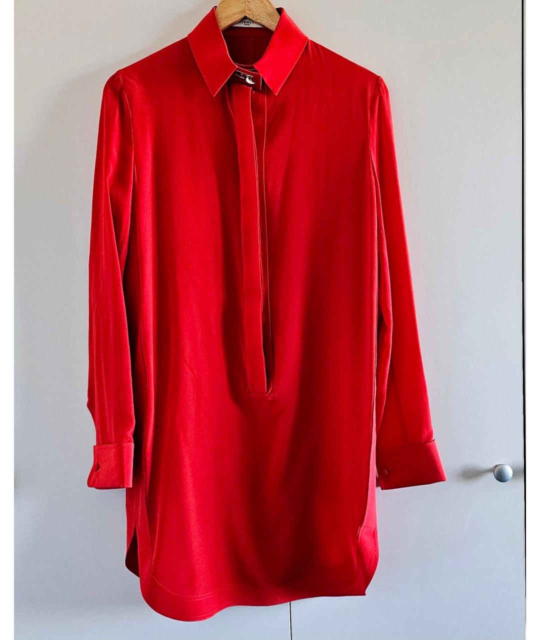 GIVENCHY Красное шелковое повседневное платье, фото 8