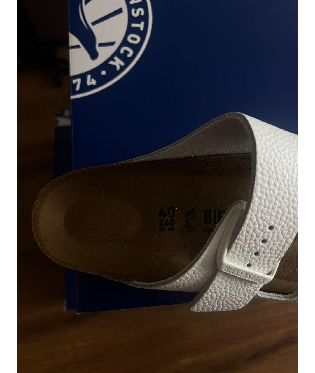 BIRKENSTOCK Белые кожаные сандалии, фото 4