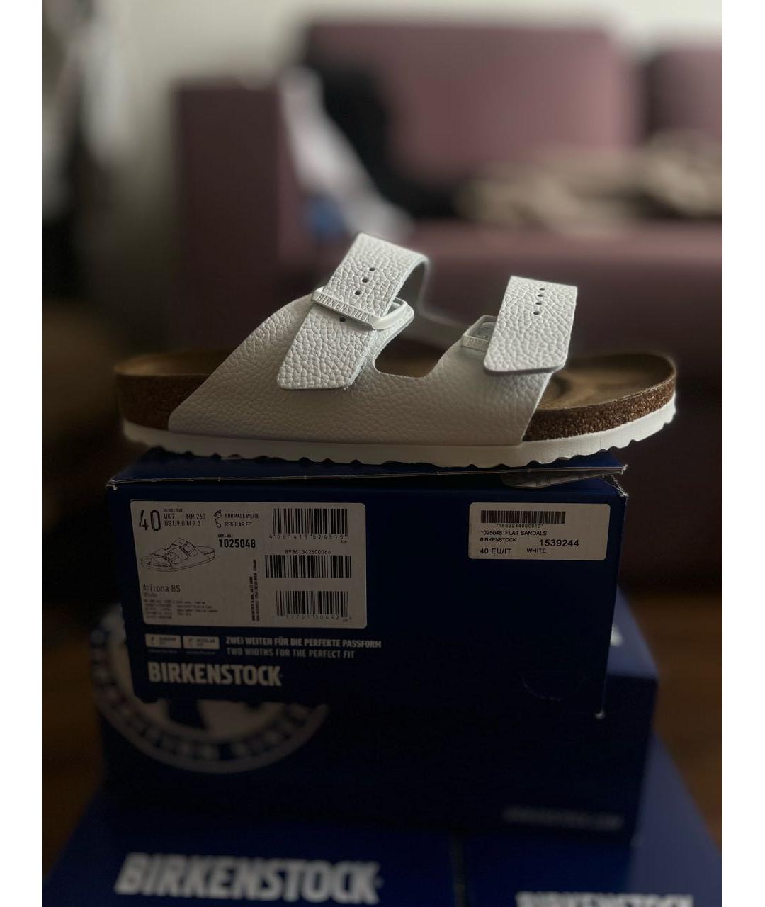BIRKENSTOCK Белые кожаные сандалии, фото 3