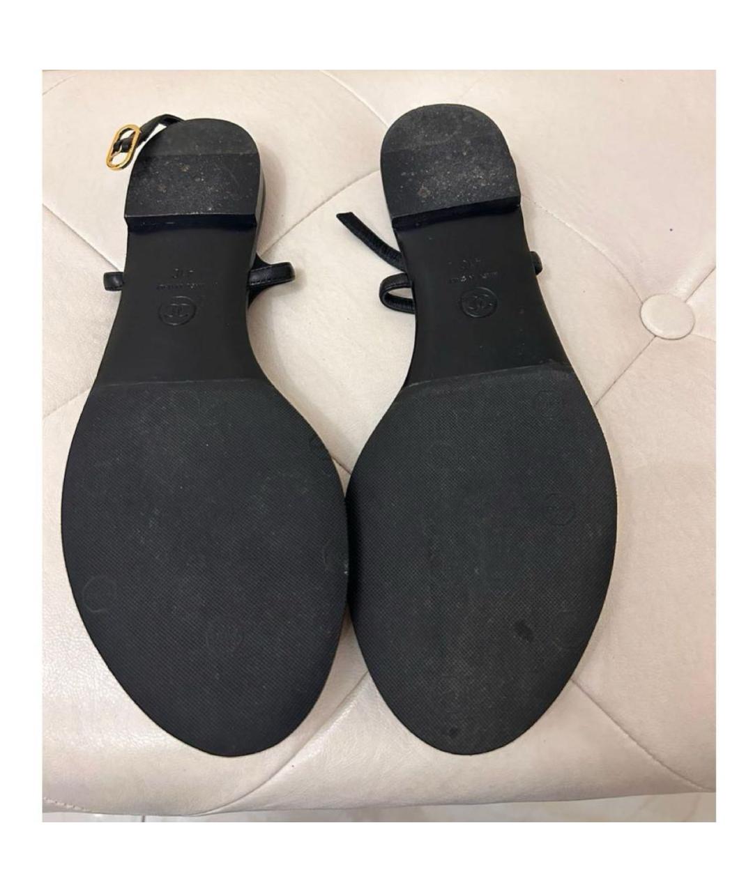 CHANEL PRE-OWNED Черные кожаные сандалии, фото 4