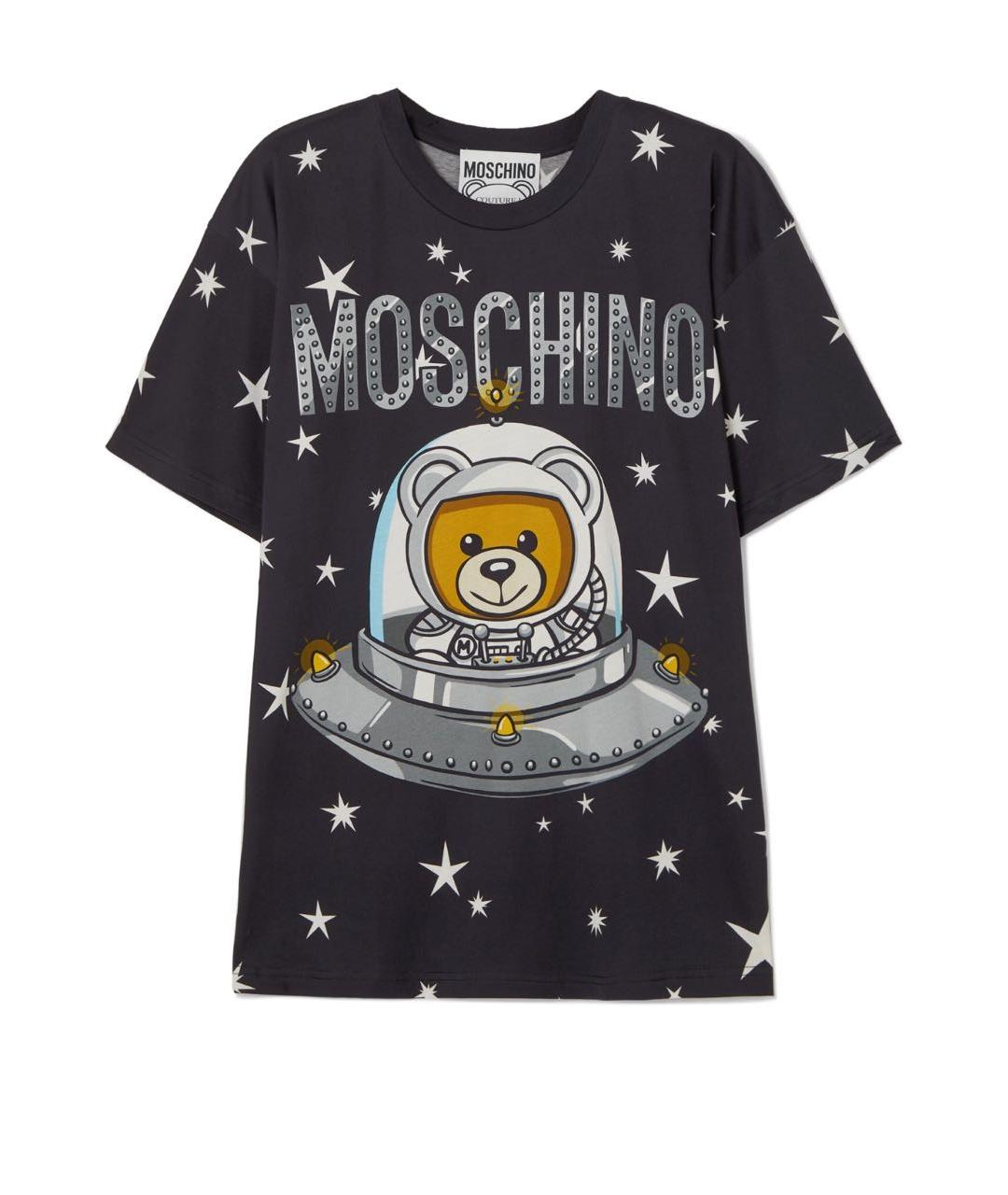 MOSCHINO Мульти хлопко-эластановая футболка, фото 1