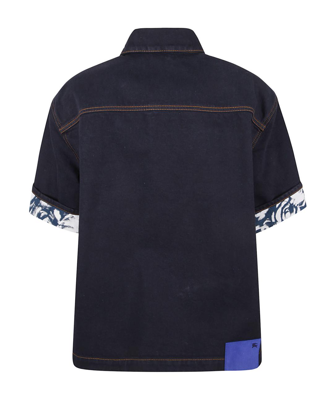 BURBERRY Темно-синяя хлопковая рубашка, фото 2