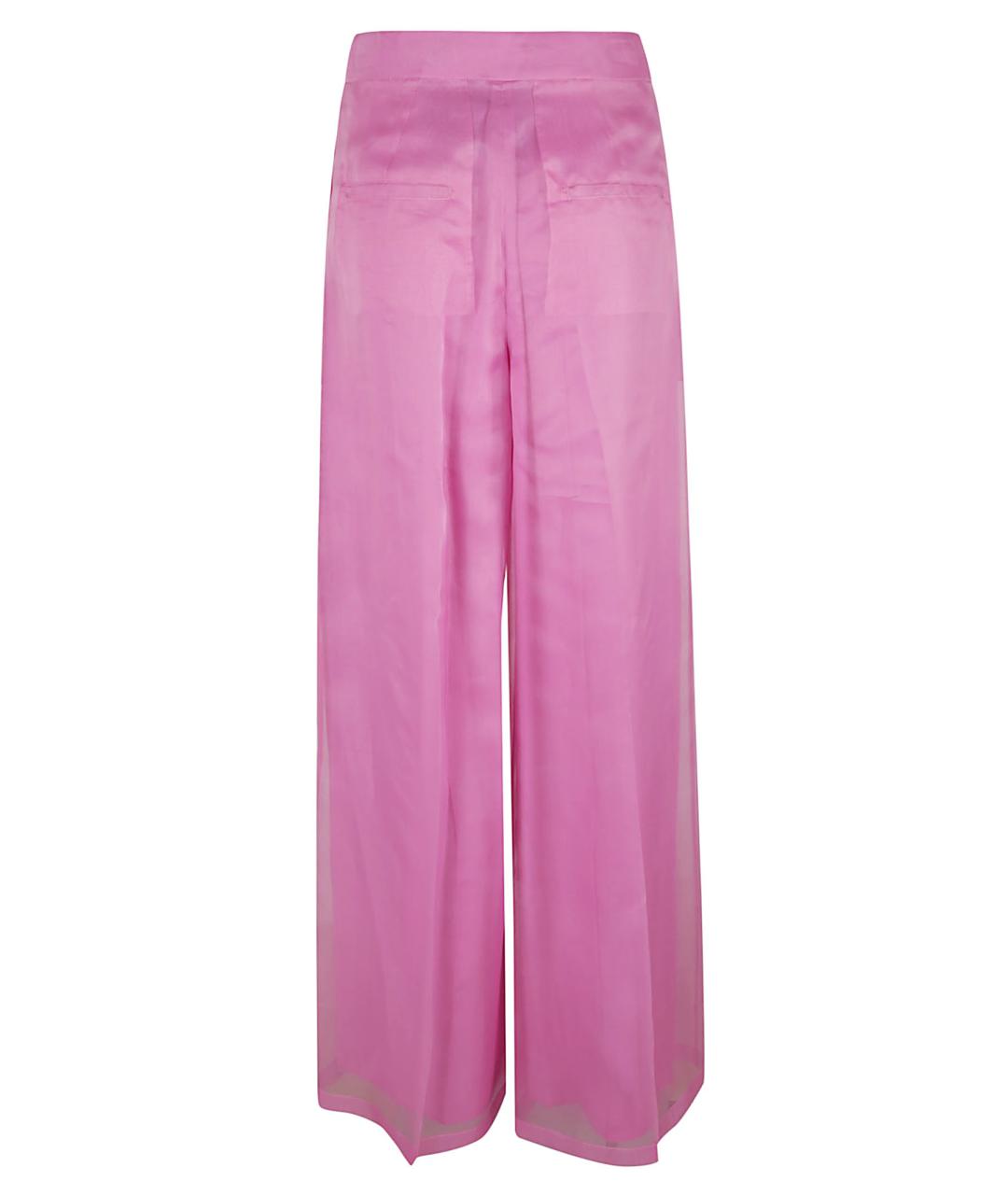 MAX MARA Розовые шелковые прямые брюки, фото 2
