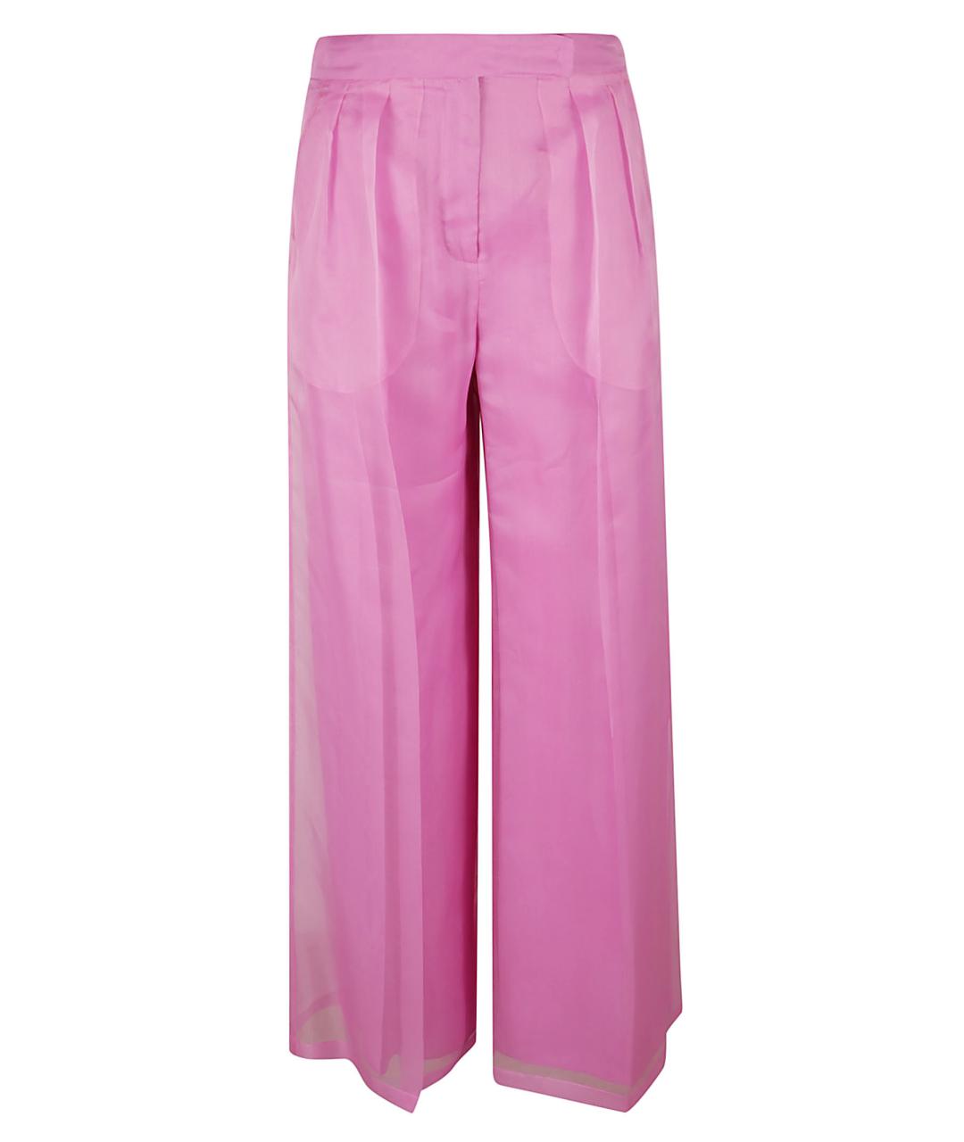MAX MARA Розовые шелковые прямые брюки, фото 1