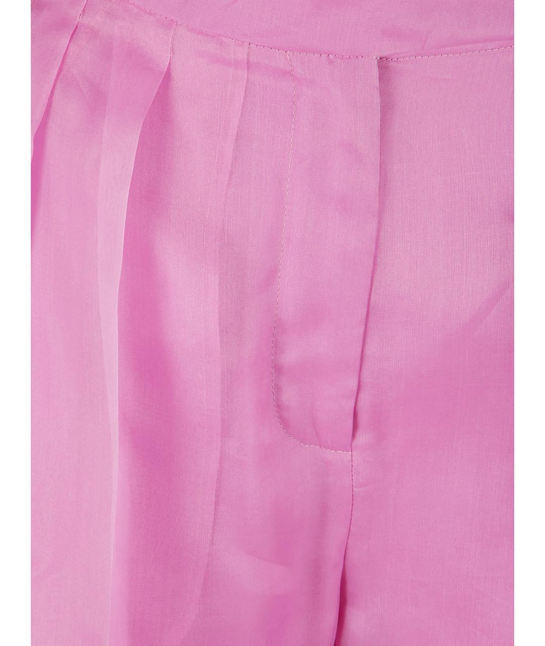 MAX MARA Розовые шелковые прямые брюки, фото 3