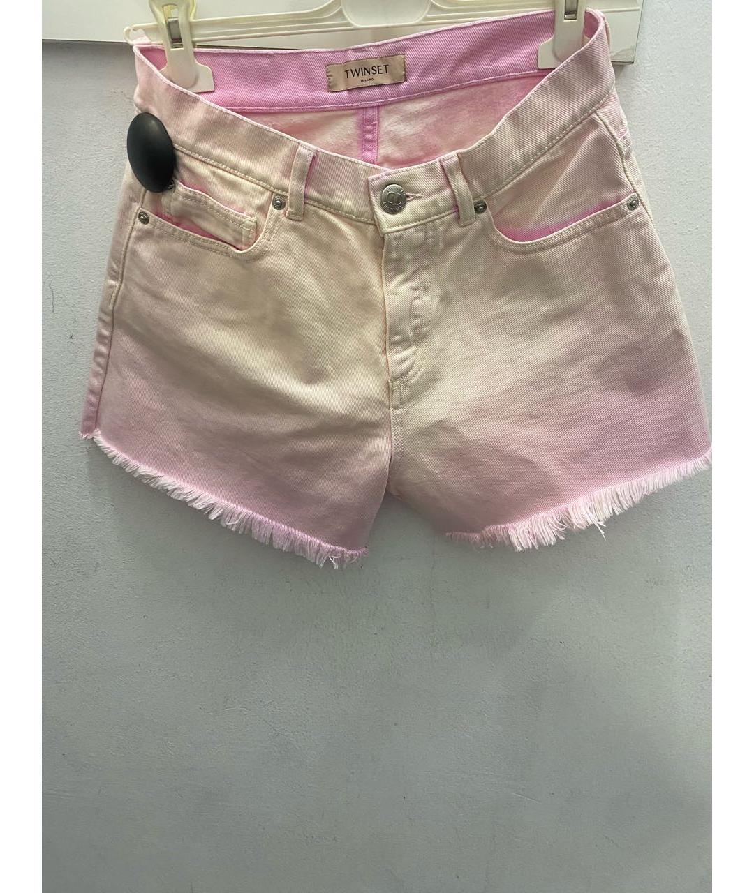 TWIN-SET Розовые хлопковые шорты, фото 5