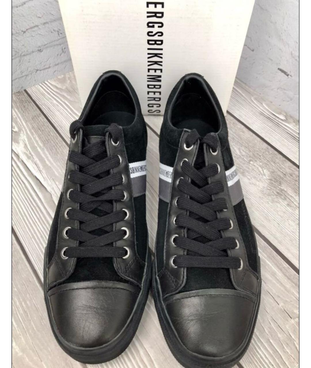 BIKKEMBERGS Черные замшевые низкие кроссовки / кеды, фото 2