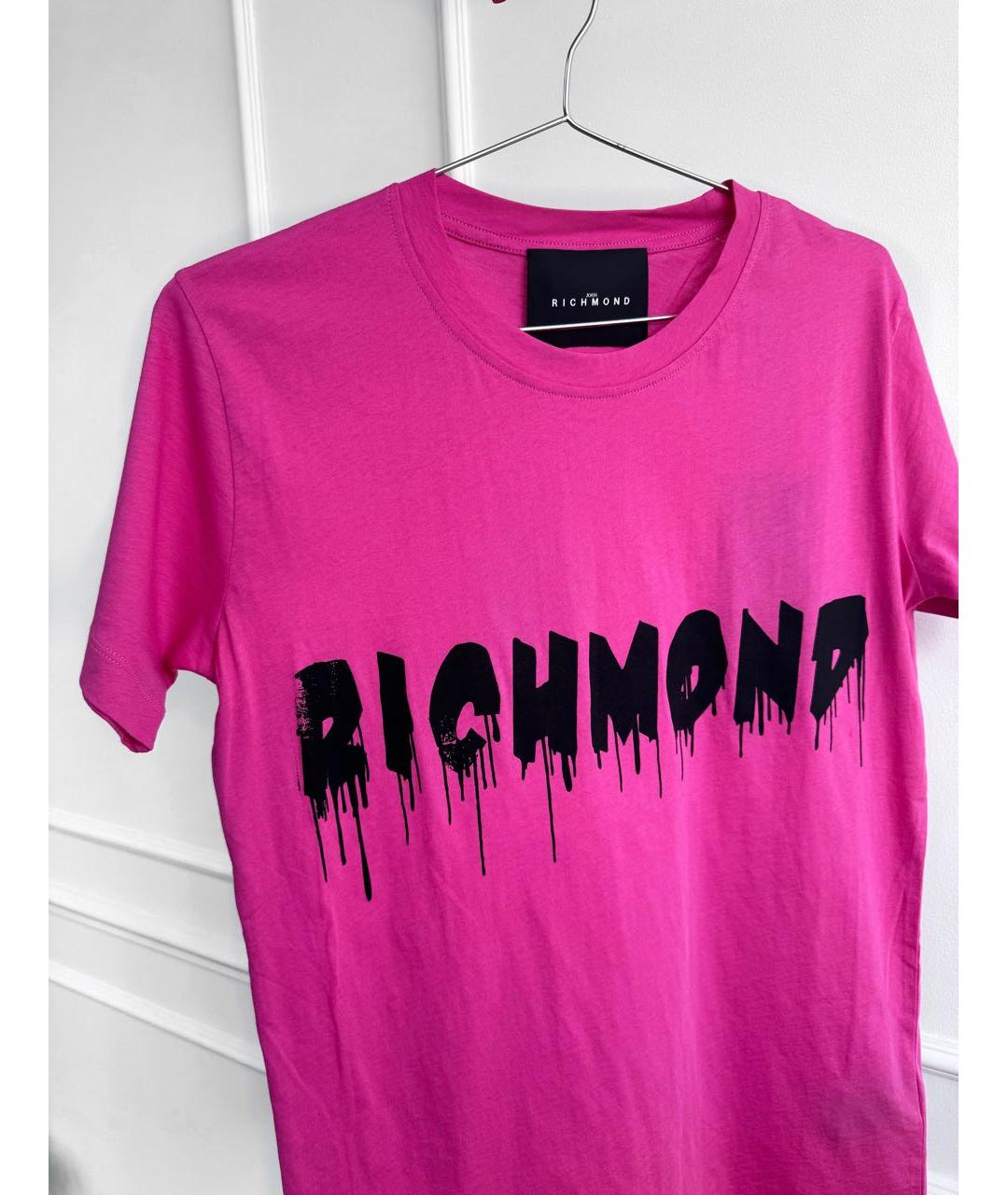 JOHN RICHMOND Розовая хлопковая футболка, фото 2