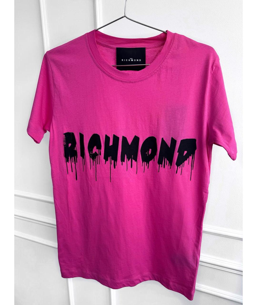 JOHN RICHMOND Розовая хлопковая футболка, фото 4