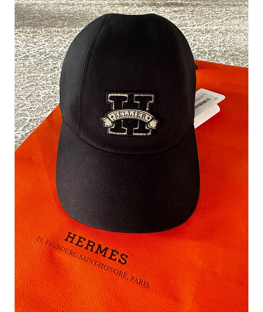 HERMES Черная хлопковая кепка, фото 6
