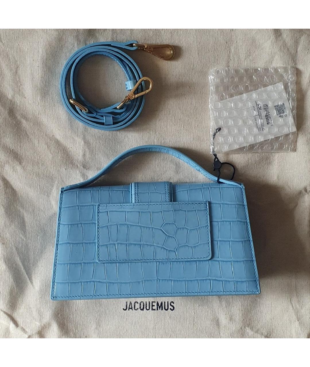 JACQUEMUS Голубая сумка через плечо из лакированной кожи, фото 2