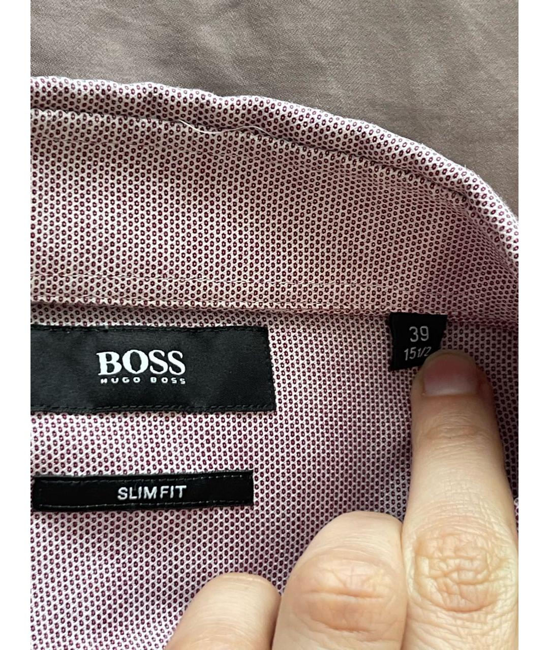 HUGO BOSS Бордовая хлопковая кэжуал рубашка, фото 3