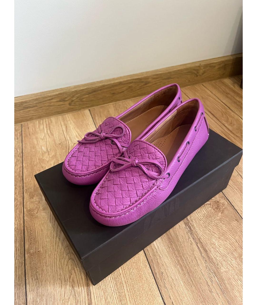 BOTTEGA VENETA Фиолетовые кожаные мокасины, фото 3
