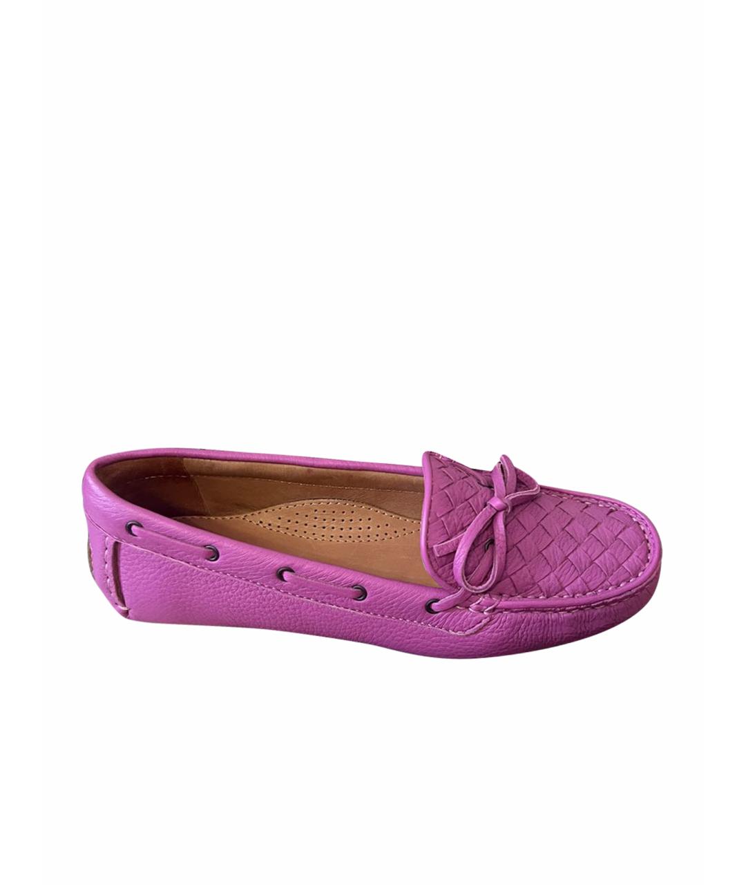 BOTTEGA VENETA Фиолетовые кожаные мокасины, фото 1