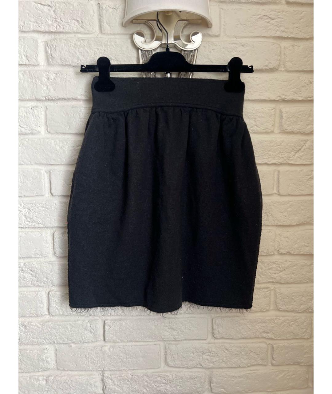 FENDI Черная шерстяная юбка мини, фото 8