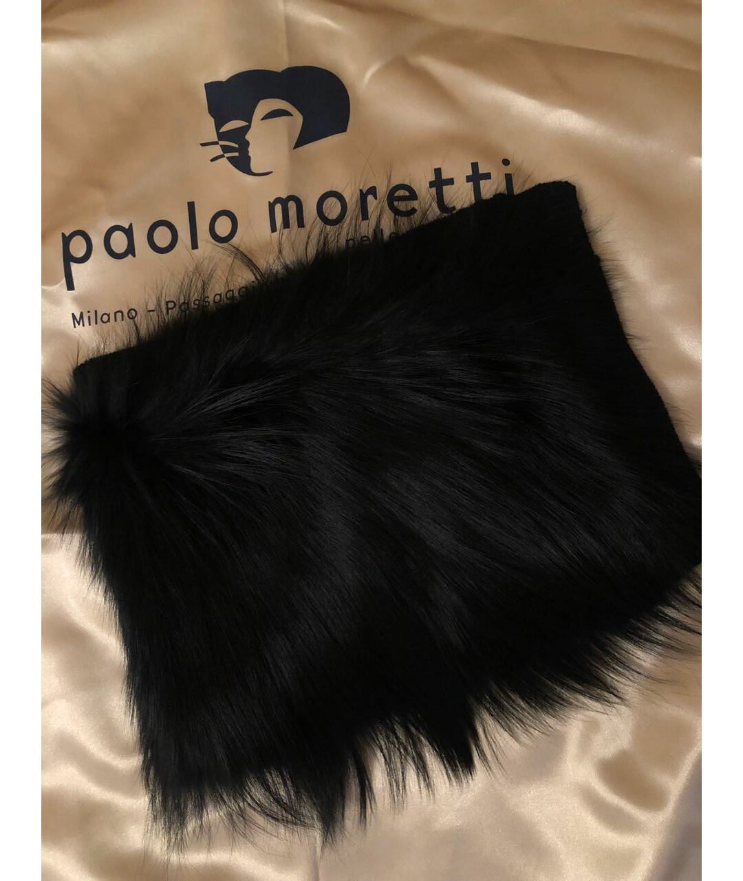 PAOLO MORETTI Черный шерстяной шарф, фото 2