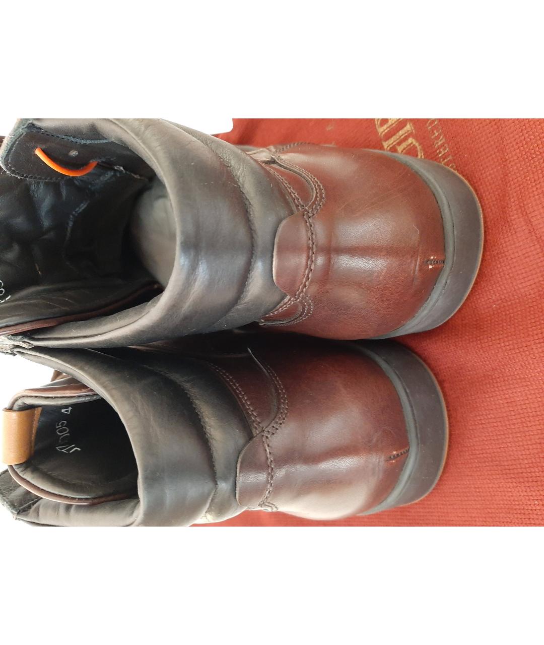 GIBBS Коричневые кожаные высокие кроссовки / кеды, фото 5